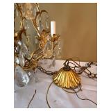 Montgomery Ward 5 Light Gilt Tole Crystal Chandelier Vintage