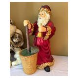 Large Santa Christmas Decor Figure Lot 3 Pc Carved Resin Fabric Mixed