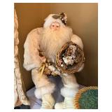 Large Santa Christmas Decor Figure Lot 3 Pc Carved Resin Fabric Mixed