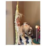 Large Santa Christmas Decor Figure Lot 3 Pc Carved Resin Fabric Mixed