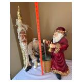 Large Santa Christmas Decor Figure Lot 3 Pc Carved Resin Fabric Mixed