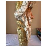 Large Santa Christmas Decor Figure Lot 3 Pc Carved Resin Fabric Mixed