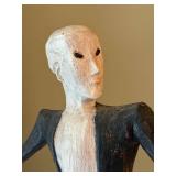 Hand Carved Folk Art Figural Sculpture Painted Standing Man 21in