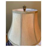 Vintage Amber Glass Urn Table Lamp Gilt Floral Mounts w Shade 24in