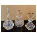 Orrefors Crystal Perfume Bottles Lot of 3 Heart Stopper Cut Glass