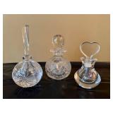 Orrefors Crystal Perfume Bottles Lot of 3 Heart Stopper Cut Glass