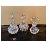 Orrefors Crystal Perfume Bottles Lot of 3 Heart Stopper Cut Glass