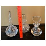 Orrefors Crystal Perfume Bottles Lot of 3 Heart Stopper Cut Glass