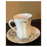 Antique Nippon Hand Painted Chocolate Pot Set 4 Cups Saucers Floral