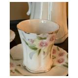 Antique Nippon Hand Painted Chocolate Pot Set 4 Cups Saucers Floral