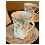 Antique Nippon Hand Painted Chocolate Pot Set 4 Cups Saucers Floral