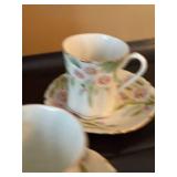 Antique Nippon Hand Painted Chocolate Pot Set 4 Cups Saucers Floral