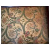 Vintage Wood Serving Tray Floral Under Glass Brass Handles Decor