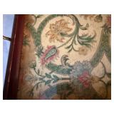 Vintage Wood Serving Tray Floral Under Glass Brass Handles Decor