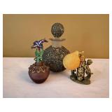 Vintage Vanity Perfume Bottle Lot Filigree Atomizer Jeweled Glass 3 Pc