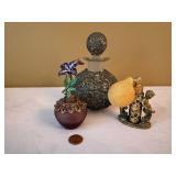 Vintage Vanity Perfume Bottle Lot Filigree Atomizer Jeweled Glass 3 Pc