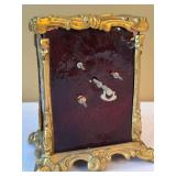 Vintage French Gilt Scenic Table Carriage Clock Hand Painted Enamel Panels 6.5 In