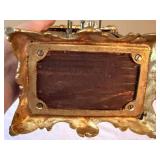 Vintage French Gilt Scenic Table Carriage Clock Hand Painted Enamel Panels 6.5 In