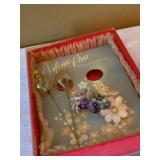 Elizabeth Arden Perfume Pins Vanity Lot w Box Glass Bottles Vintage