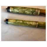 Parker Duofold Fountain Pen & Pencil Set Marbled Green Cracked