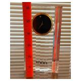 Movado Lucite Desk Clock Swiss Quartz Gold Tone Black Dial 6in
