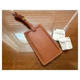 Coach Leather Luggage Tag Tan Cognac Travel Bag ID Holder Good