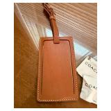 Coach Leather Luggage Tag Tan Cognac Travel Bag ID Holder Good