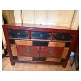 Pier 1 Imports Alston TV Stand Buffet Sideboard Cabinet Red Black