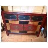 Pier 1 Imports Alston TV Stand Buffet Sideboard Cabinet Red Black