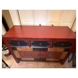 Pier 1 Imports Alston TV Stand Buffet Sideboard Cabinet Red Black