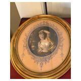 Set of 4 Oval Gilt Framed Victorian Portrait Prints Wall Art Vintage