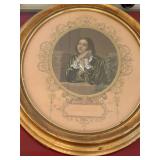 Set of 4 Oval Gilt Framed Victorian Portrait Prints Wall Art Vintage