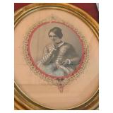 Set of 4 Oval Gilt Framed Victorian Portrait Prints Wall Art Vintage