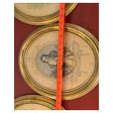 Set of 4 Oval Gilt Framed Victorian Portrait Prints Wall Art Vintage