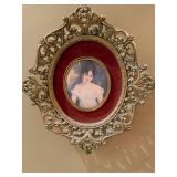 Cameo Creation Mme. Recamier Oval Wall Frame Red Velvet Gold Tone