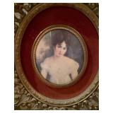 Cameo Creation Mme. Recamier Oval Wall Frame Red Velvet Gold Tone
