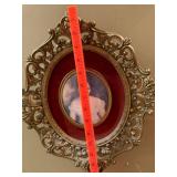 Cameo Creation Mme. Recamier Oval Wall Frame Red Velvet Gold Tone