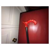 Canes Galore Walking Cane Red Marbled Derby Handle 36in Black Shaft