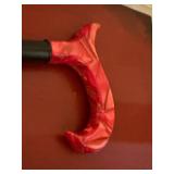 Canes Galore Walking Cane Red Marbled Derby Handle 36in Black Shaft
