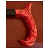 Canes Galore Walking Cane Red Marbled Derby Handle 36in Black Shaft