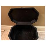 Vintage Octagonal Wicker Look Sewing Basket Storage Box Pastoral Scene