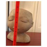 Ceramic Girl Head Bust Sculpture Closed Eyes Art Pottery Figure 8in