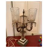 Vintage 4 Light Crystal Prism Table Lamp Cut Glass Shades Marble Base