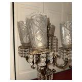 Vintage 4 Light Crystal Prism Table Lamp Cut Glass Shades Marble Base
