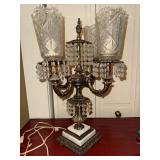 Vintage 4 Light Crystal Prism Table Lamp Cut Glass Shades Marble Base