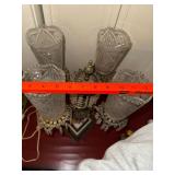 Vintage 4 Light Crystal Prism Table Lamp Cut Glass Shades Marble Base