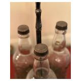 Meriden B Co Quadruple Plate Triple Cruet Set w Quart Bottles
