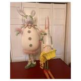 Department 56 Krinkles Easter Bunny Decor Pair Large Standing Rabbits