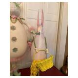Department 56 Krinkles Easter Bunny Decor Pair Large Standing Rabbits