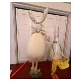 Department 56 Krinkles Easter Bunny Decor Pair Large Standing Rabbits